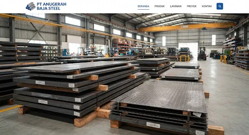 Heavy steel plates and chequered floor plates neatly stacked on timber dunnage in warehouse bay, clean steel rolling textures
